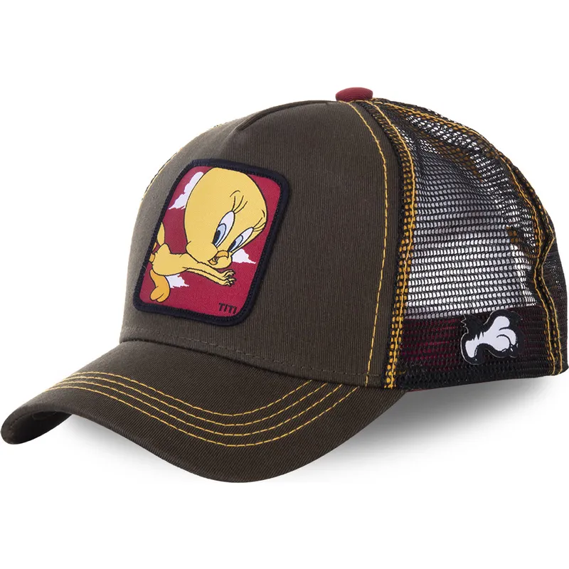 mutzen-gebogen-grun-snapback-tweety-looney-tunes-von-capslab