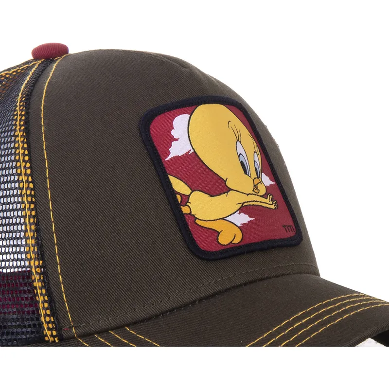 mutzen-gebogen-grun-snapback-tweety-looney-tunes-von-capslab