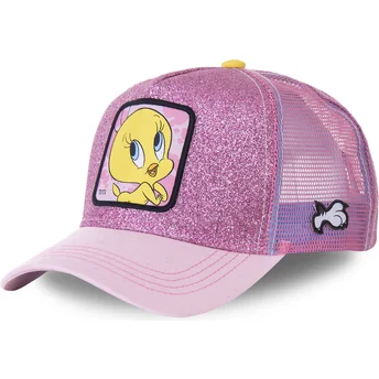 cappellino-trucker-rosa-glitterato-titti-twe4-looney-tunes-di-capslab