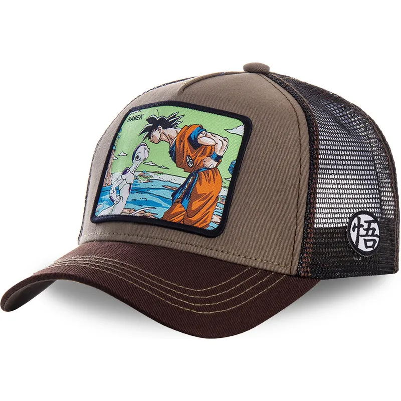 cappello-trucker-marrone-goku-vs-freezer-namek-nam2-dragon-ball-di-capslab