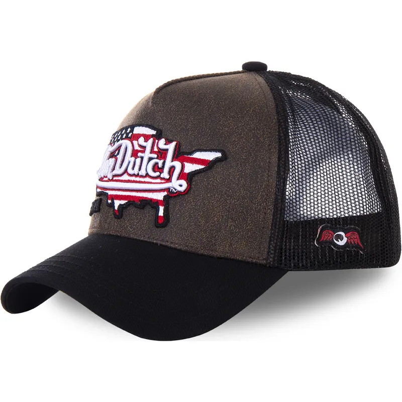 von-dutch-pay2-braune-und-schwarze-trucker-kappe