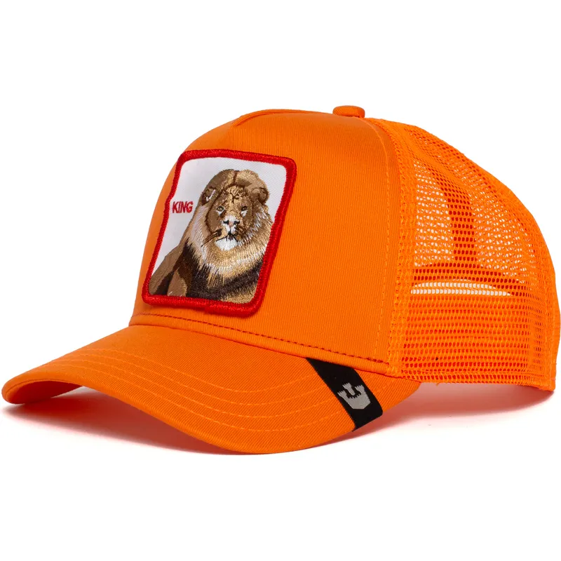 cappellino-trucker-arancione-leone-strong-king-di-goorin-bros