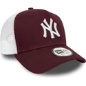 cappellino-trucker-bordeaux-e-bianco-essential-a-frame-dei-new-york-yankees-mlb-di-new-era