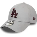 cappelli-curva-grigio-cinghia-regolabile-granate-9forty-essential-dei-los-angeles-dodgers-mlb-di-new-era