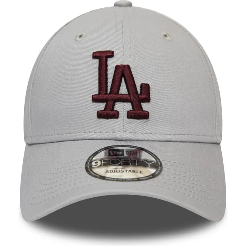 cappelli-curva-grigio-cinghia-regolabile-granate-9forty-essential-dei-los-angeles-dodgers-mlb-di-new-era