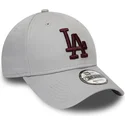 cappelli-curva-grigio-cinghia-regolabile-granate-9forty-essential-dei-los-angeles-dodgers-mlb-di-new-era