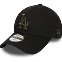cappello-curvo-nero-regolabile-con-logo-verde-9forty-essential-dei-los-angeles-dodgers-mlb-di-new-era