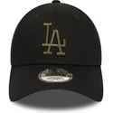 cappello-curvo-nero-regolabile-con-logo-verde-9forty-essential-dei-los-angeles-dodgers-mlb-di-new-era