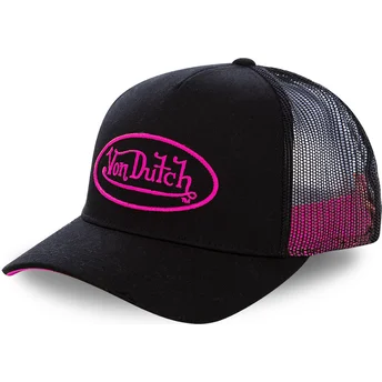 Czapka trucker czarna z logo różowa NEO PIN Von Dutch