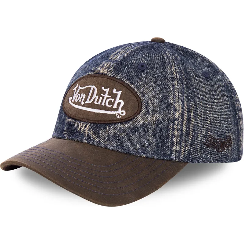 cappello-con-visiera-curva-blu-jeans-e-marrone-regolabile-jean1-di-von-dutch