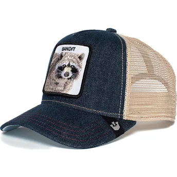Cappellino trucker blu denim e bianco con procione Bandit di Goorin Bros.