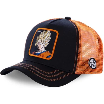 Gorra trucker negra y naranja para niño Son Goku Super Saiyan KID_GO3 Dragon Ball de Capslab