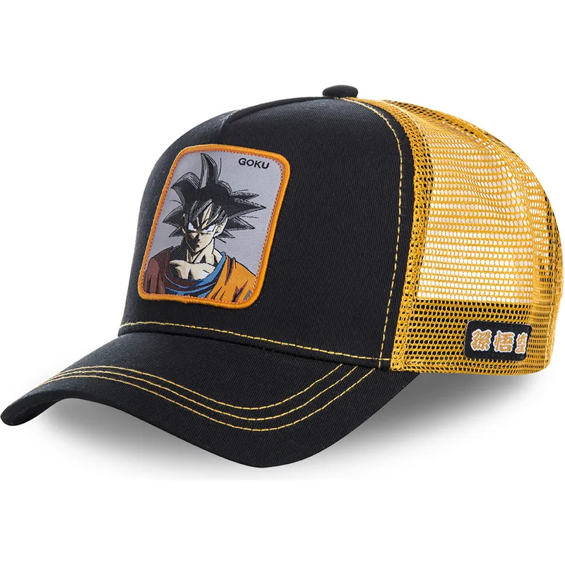 sort-og-orange-son-goku-trucker-kasket-til-drenge-kidgokb-dragon-ball-fra-capslab