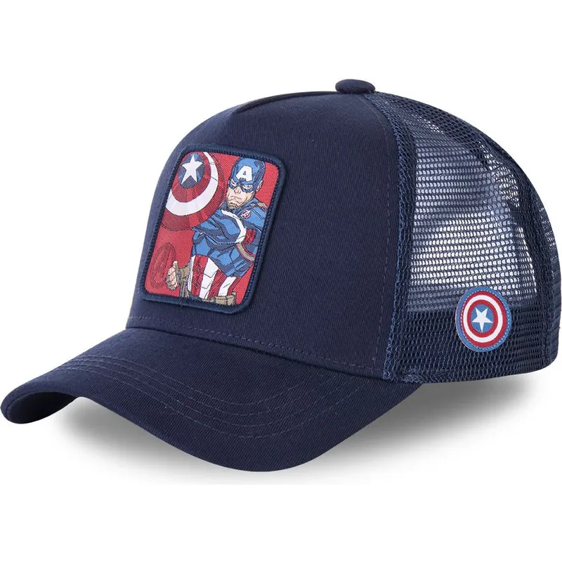 cappellino-trucker-blu-navy-per-bambino-capitan-america-kidcpt1-marvel-comics-di-capslab