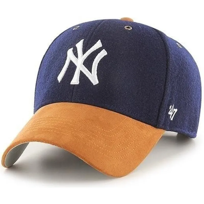 casquette-courbee-bleue-marine-ajustable-avec-visiere-marron-mvp-willowbrook-new-york-yankees-mlb-47-brand