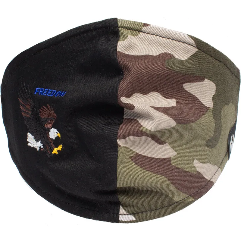 mascherine-e-protezione-nero-dei-mascarilla-reutilizable-negra-y-camuflaje-aguila-high-flyer-the-farm-di-goorin-bros