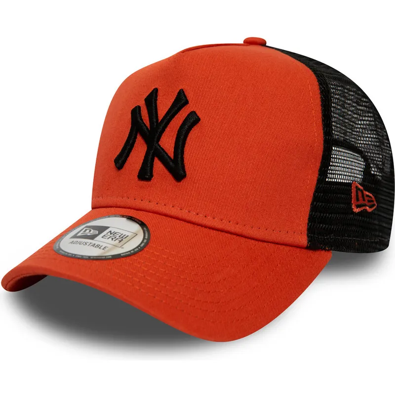 cappellino-trucker-rosso-con-logo-nero-league-essential-a-frame-dei-new-york-yankees-mlb-di-new-era