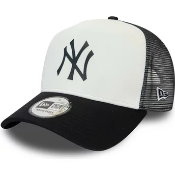 New Era Team Colour Block A Frame New York Yankees MLB White and Navy Blue Trucker Hat