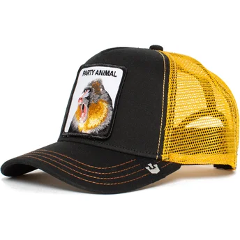 gorra-trucker-nera-e-gialla-con-scimmia-party-animal-di-goorin-bros
