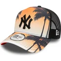 cappellino-trucker-arancione-con-logo-nero-a-frame-summer-city-dei-new-york-yankees-mlb-di-new-era