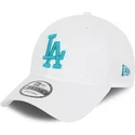 new-era-curved-brim-blue-logo-9forty-league-essential-los-angeles-dodgers-mlb-white-adjustable-cap