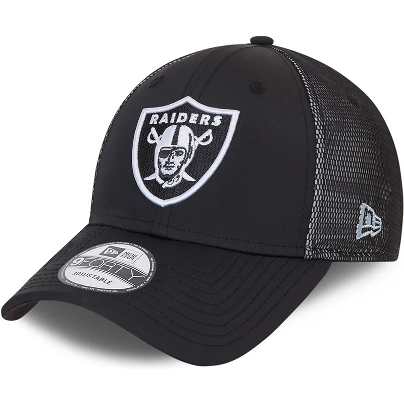 las-vegas-raiders-nfl-9forty-mesh-underlay-verstellbare-schwarze-kappe-mit-gebogenem-schirm-von-new-era