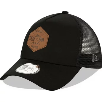 New Era A Frame 9FORTY Heritage Patch Black Trucker Hat