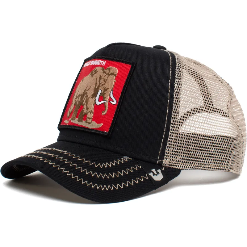 cappello-trucker-nero-mammut-wooly-mammoth-6-tons-the-farm-di-goorin-bros