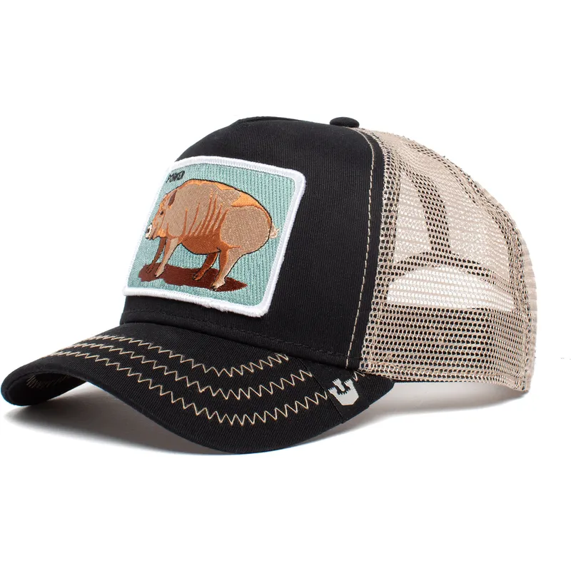 cappellino-trucker-nero-maiale-porker-bacon-bacon-the-farm-di-goorin-bros