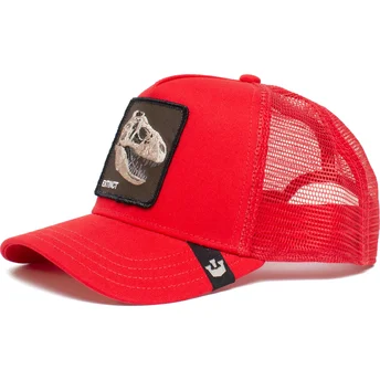 casquette-trucker-rouge-dinosaure-t-rex-extinct-bone-to-pick-the-farm-goorin-bros