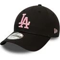 mutzen-gebogen-schwarz-verstellbares-band-rosa-9forty-league-essential-der-los-angeles-dodgers-mlb-von-new-era