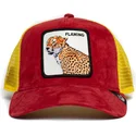cappellino-trucker-rosso-e-giallo-leopardato-flaming-hot-cheetah-the-farm-di-goorin-bros