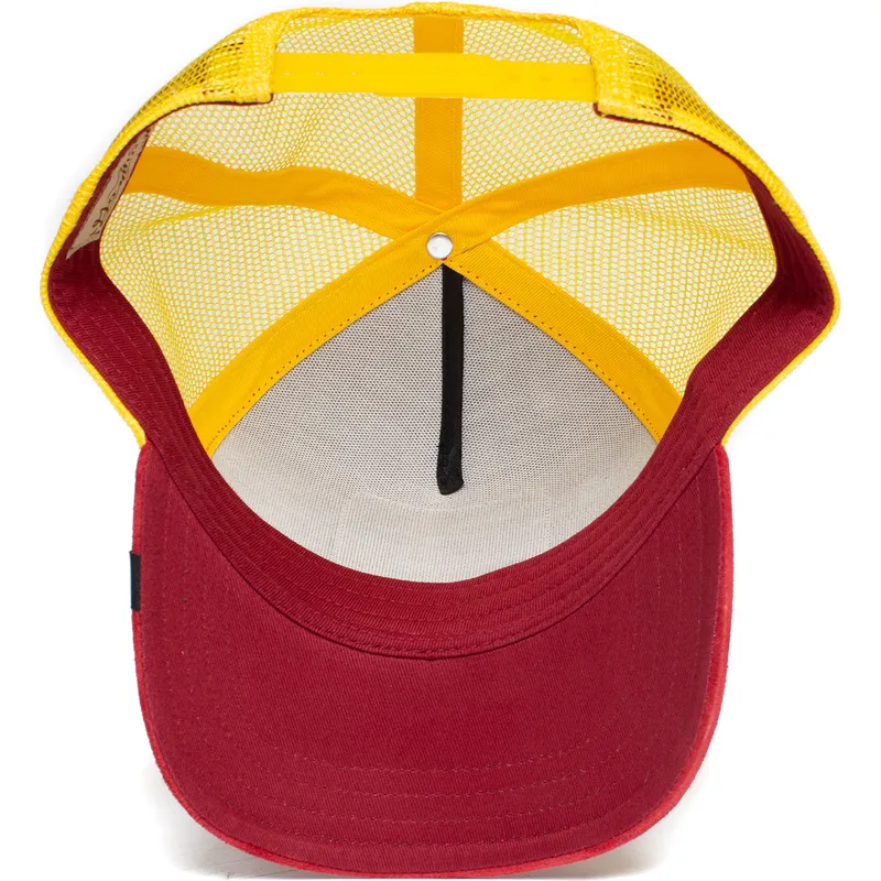 cappellino-trucker-rosso-e-giallo-leopardato-flaming-hot-cheetah-the-farm-di-goorin-bros