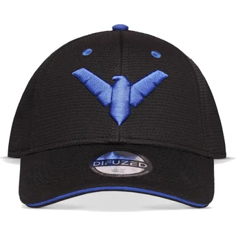 schwarze-snapback-cap-mit-gebogenem-schirm-nightwing-dc-comics-von-difuzed