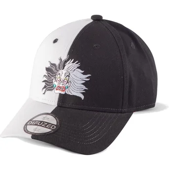 Gorra curva negra y blanca ajustable Cruella de Vil 101 dálmatas Disney de Difuzed