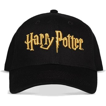 Difuzed Curved Brim Gold Logo Harry Potter Black Snapback Cap