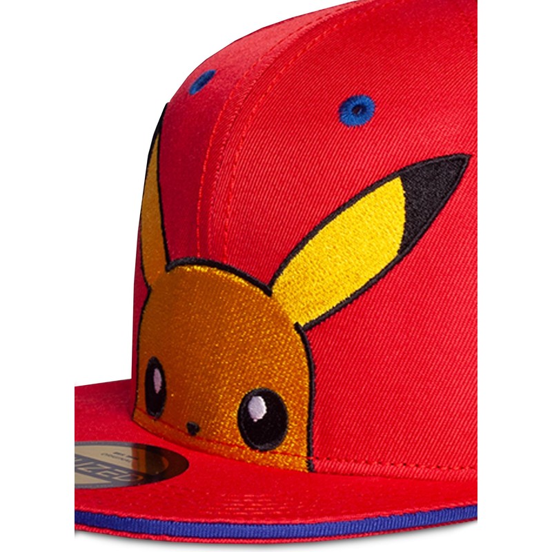 difuzed-flat-brim-youth-pikachu-pokemon-red-snapback-cap