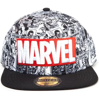 Gorra plana negra snapback Classic Logo Marvel Comics de Difuzed