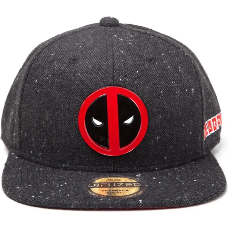 cappello-piatto-nero-snapback-deadpool-con-logo-in-metallo-marvel-comics-di-difuzed