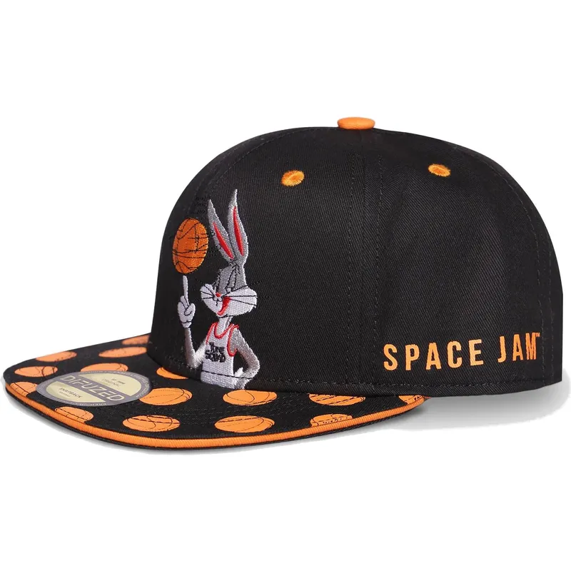cappello-piatto-nero-snapback-bugs-bunny-space-jam-looney-tunes-di-difuzed