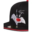 schwarze-snapback-flachkappe-silvestre-space-jam-looney-tunes-von-difuzed