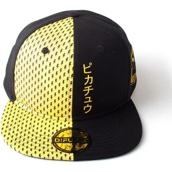 Gorra plana negra y amarilla snapback Pikachu Block Pokémon de Difuzed