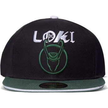 Gorra plana negra y verde snapback Loki Marvel Comics de Difuzed