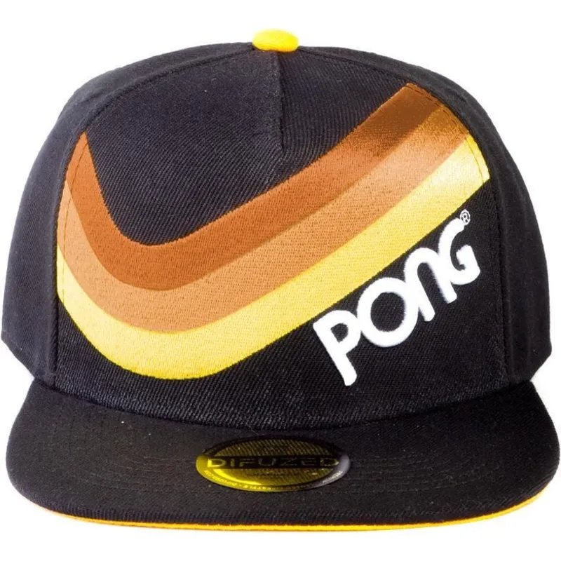 cappello-piatto-nero-snapback-pong-retro-a-righe-atari-di-difuzed