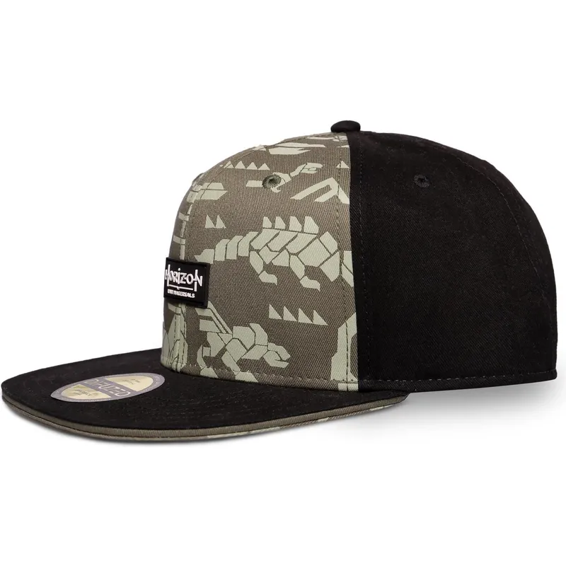 grune-und-schwarze-snapback-flatcap-forbidden-west-horizon-von-difuzed