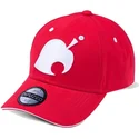 cappellino-rosso-con-visiera-curva-snapback-leaf-logo-animal-crossing-di-difuzed