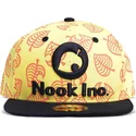 cappello-piatto-giallo-e-nero-snapback-con-logo-foglia-nook-inc-animal-crossing-di-difuzed