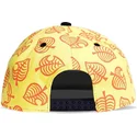 cappello-piatto-giallo-e-nero-snapback-con-logo-foglia-nook-inc-animal-crossing-di-difuzed