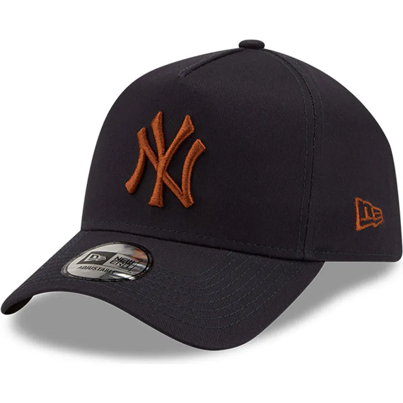 cappelli-curva-blu-marino-snapback-marron-9forty-e-frame-dei-new-york-yankees-mlb-di-new-era