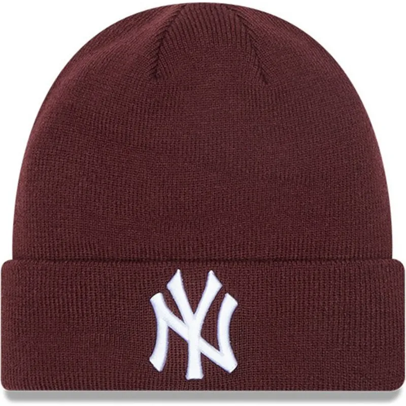 cappelli-rosso-granate-cuff-beanie-league-essential-dei-new-york-yankees-mlb-di-new-era